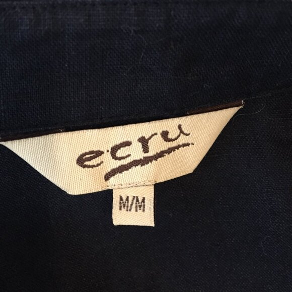 Women's Linen Button Down Shirt sz M -Midnight Blue - Picture 6 of 9